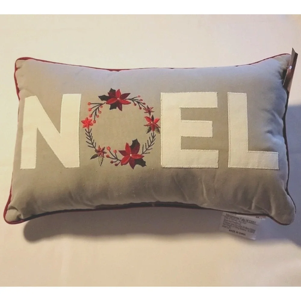 St Nicholas Square Noel Throw Pillow Grey 12